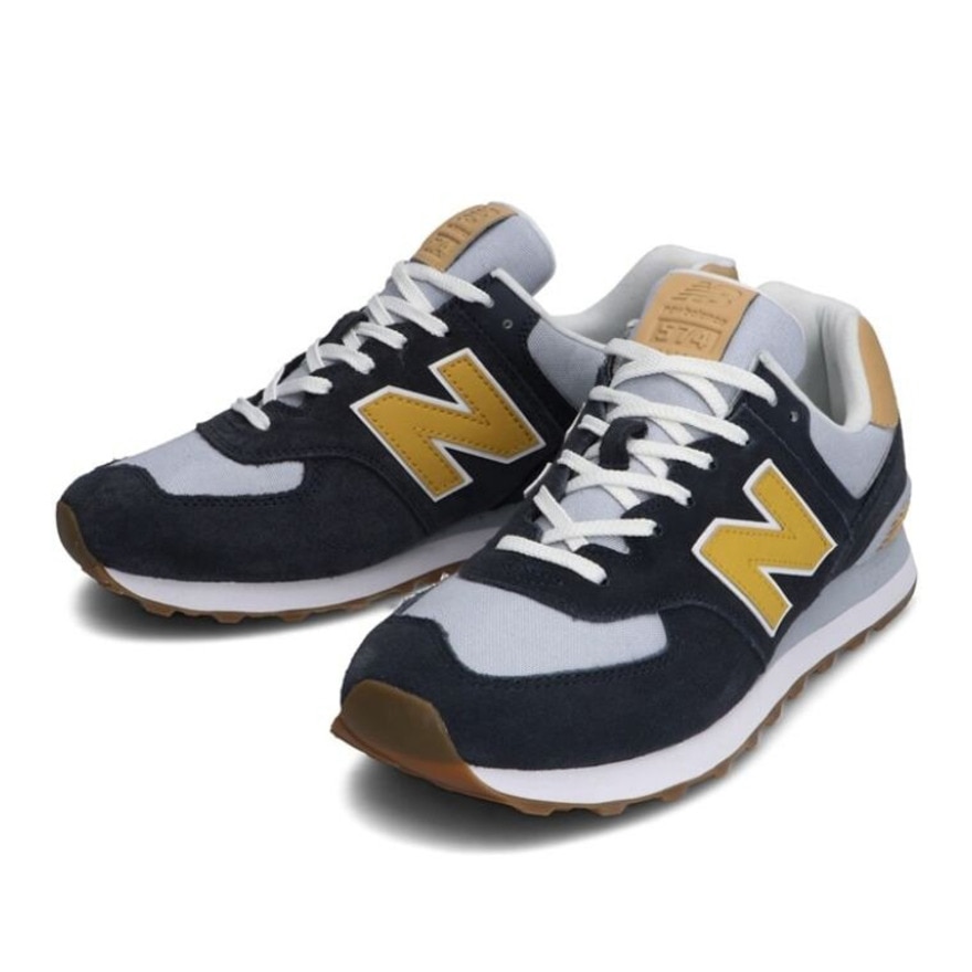 ニューバランス（new balance）（メンズ、レディース）スニーカー ネイビー イエロー ML574 NA2 D スポーツシューズ 靴 シューズ