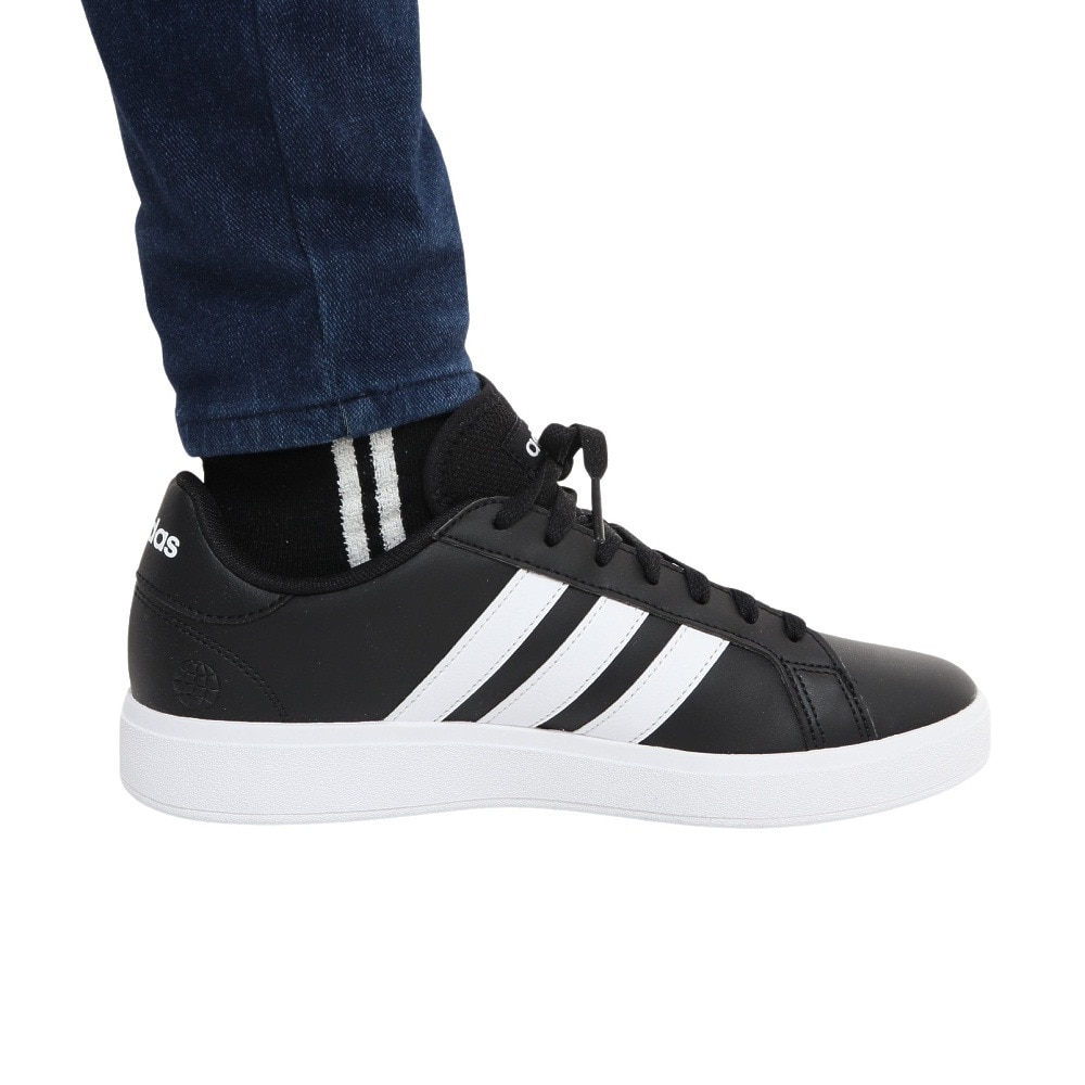 アディダス（adidas）（メンズ）スニーカー グランドコートベース2M ブラック ホワイト GW9251 カジュアル スポーツシューズ クラシカル 部活 通学 運動