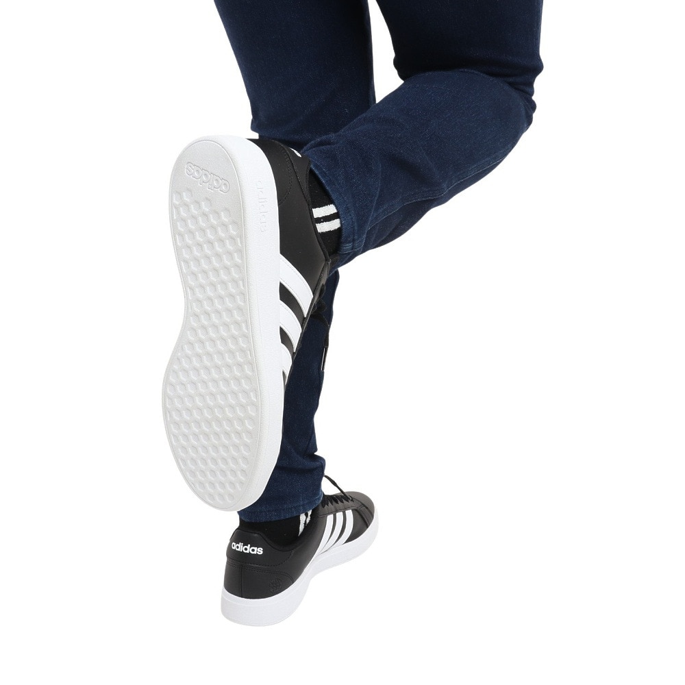 アディダス（adidas）（メンズ）スニーカー グランドコートベース2M ブラック ホワイト GW9251 カジュアル スポーツシューズ クラシカル 部活 通学 運動
