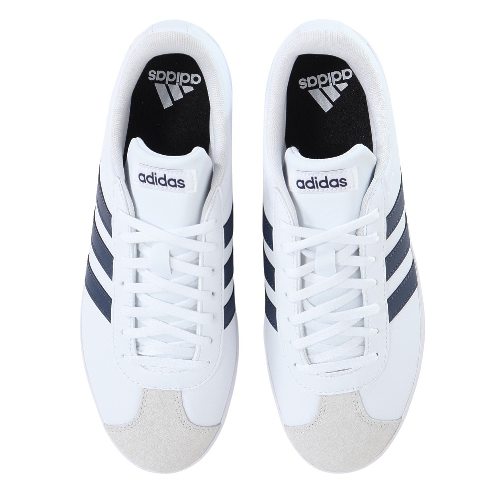 アディダス（adidas）（メンズ）スニーカー VLコートベース M ホワイト ネイビー ID3709 カジュアル スポーツ シューズ 快適 タウン 街履き 登校 通学 