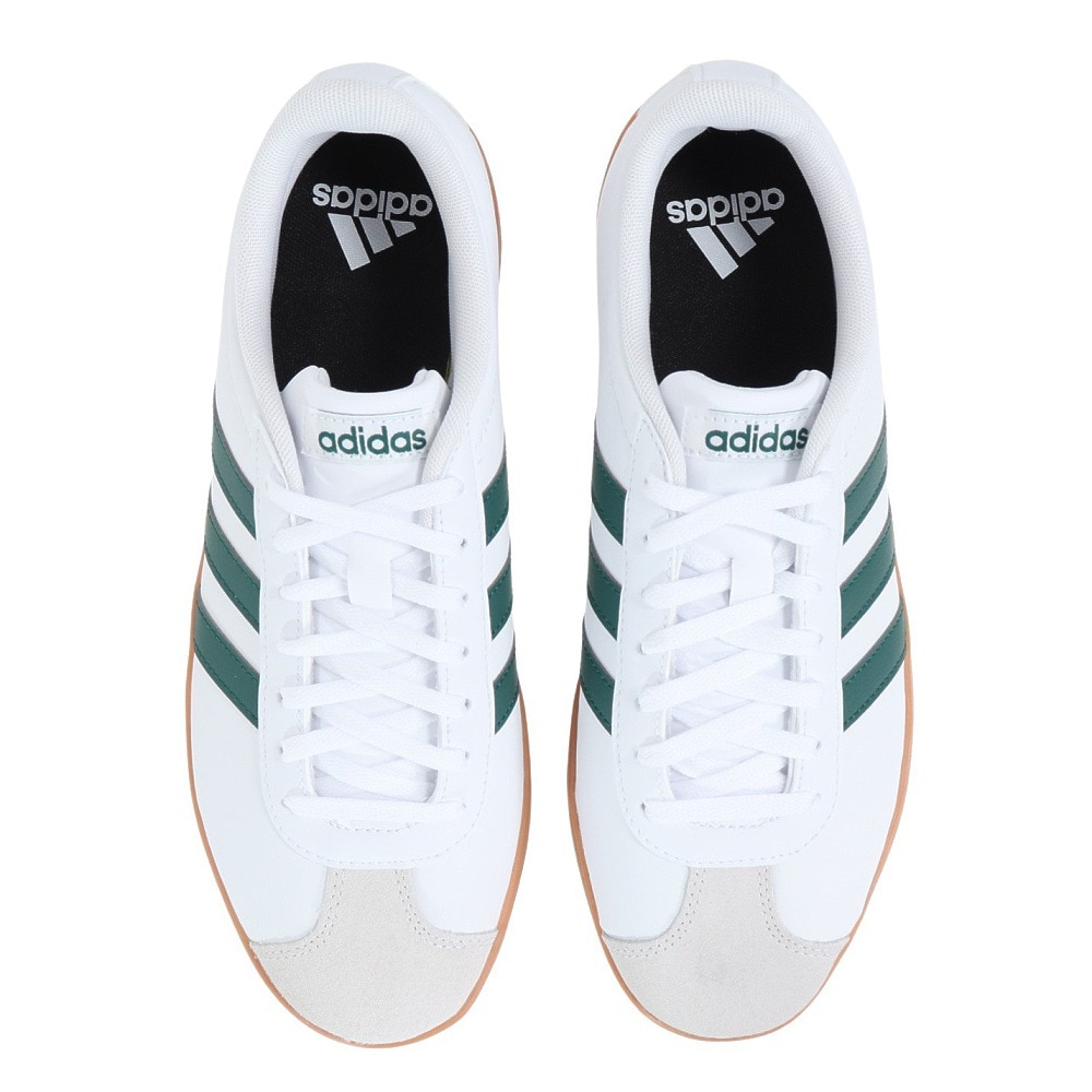 アディダス（adidas）（メンズ）スニーカー VLコートベース M ホワイト グリーン ID3710 カジュアル スポーツ シューズ 快適 タウン 街履き 登校 通学 