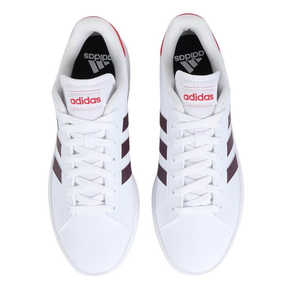 アディダス（adidas）（メンズ）スニーカー グランドコートベース2.0M ホワイト ブラウン IE5258 カジュアル スポーツシューズ クラシカル 部活 通学 運動