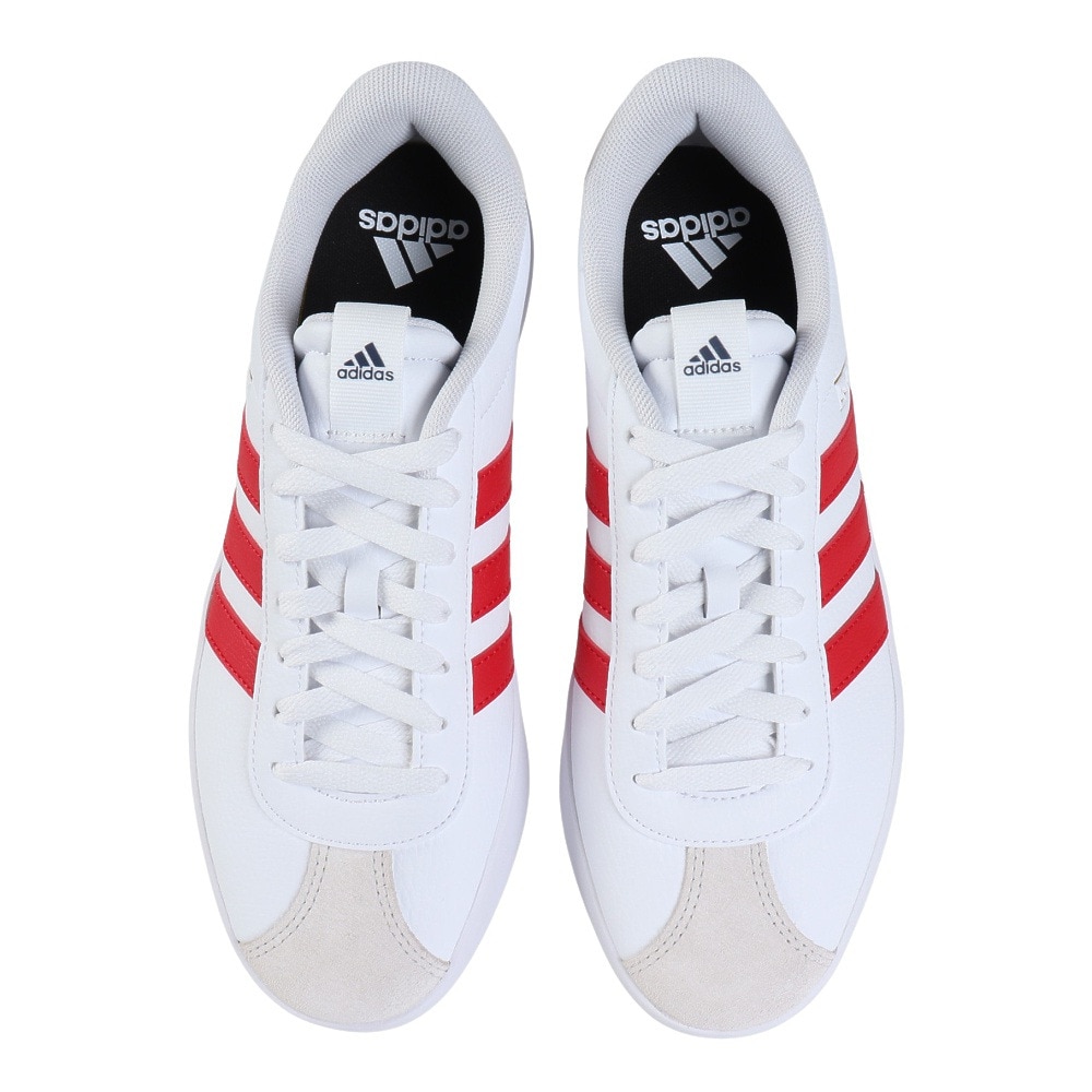 アディダス（adidas）（メンズ）スニーカー VLコート3.0 ホワイト レッド IF4464 カジュアル スポーツシューズ クッション性 タウン 町履き 登校 通学 