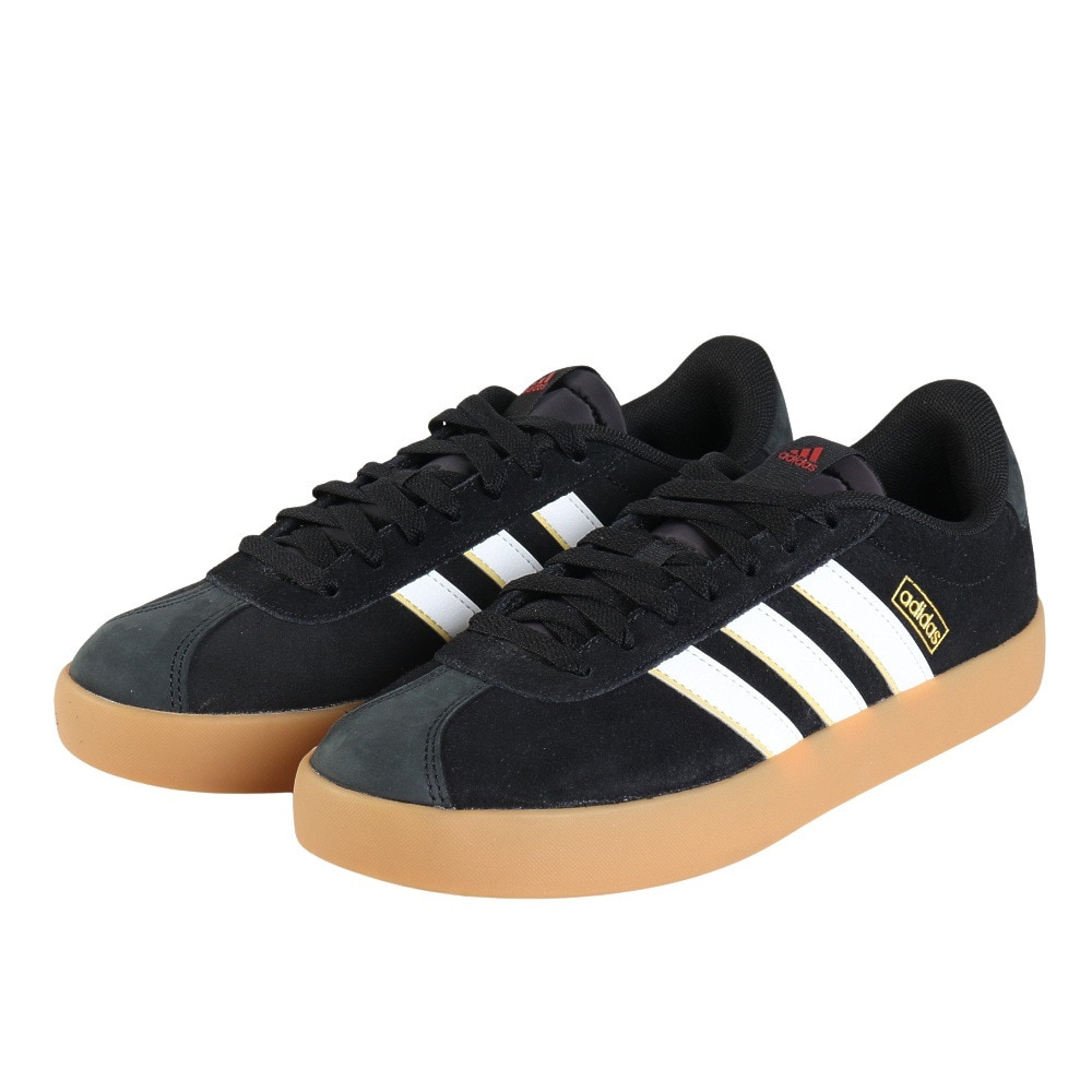 アディダス（adidas）（メンズ、レディース）スニーカー VLコート3.0 ブラック ホワイト IH4789 カジュアル スポーツシューズ クッション性 普段使 登校 通学