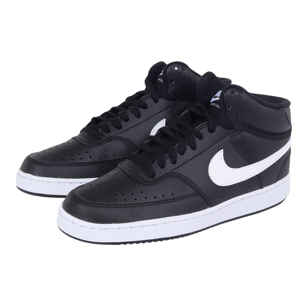 ナイキ（NIKE）（メンズ）スニーカー コート ビジョン ミッド NN ブラック ホワイト DN3577-001 カジュアル スポーツシューズ  ハイカット タウン 日常履き