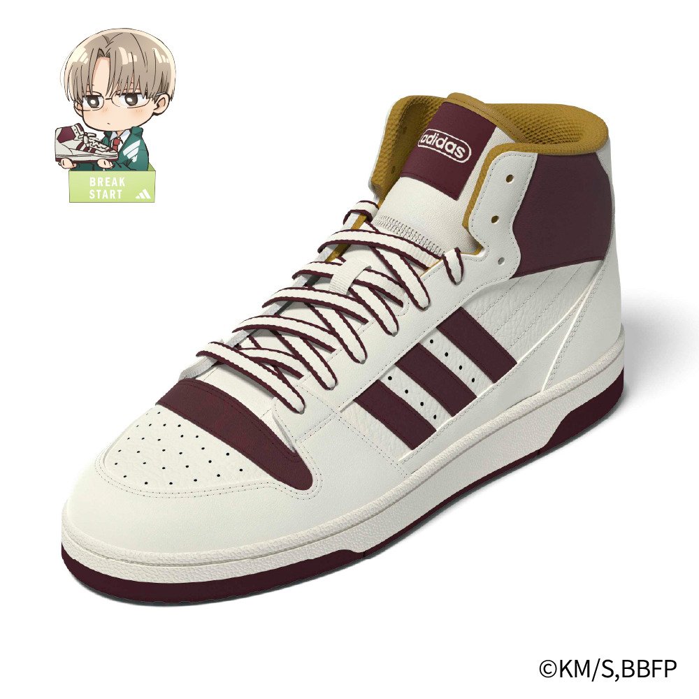 アディダス（adidas）（メンズ）スニーカー ブレイクスタート ミッド アオのハコ 笠原匡 着用 ホワイト レッド OSK17-KH9214
