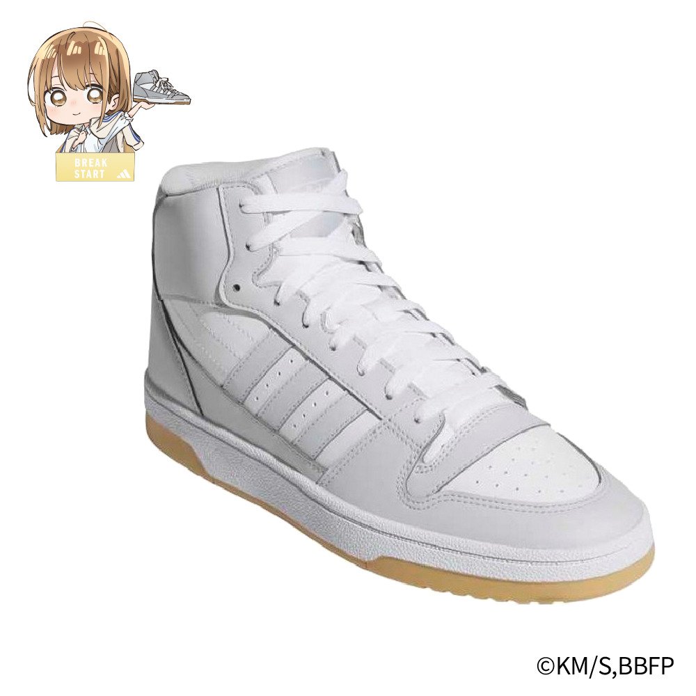 アディダス（adidas）（メンズ、レディース）スニーカー ブレイクスタート ミッド アオのハコ 鹿野千夏 着用 ライトグレー OPO50-KI1271