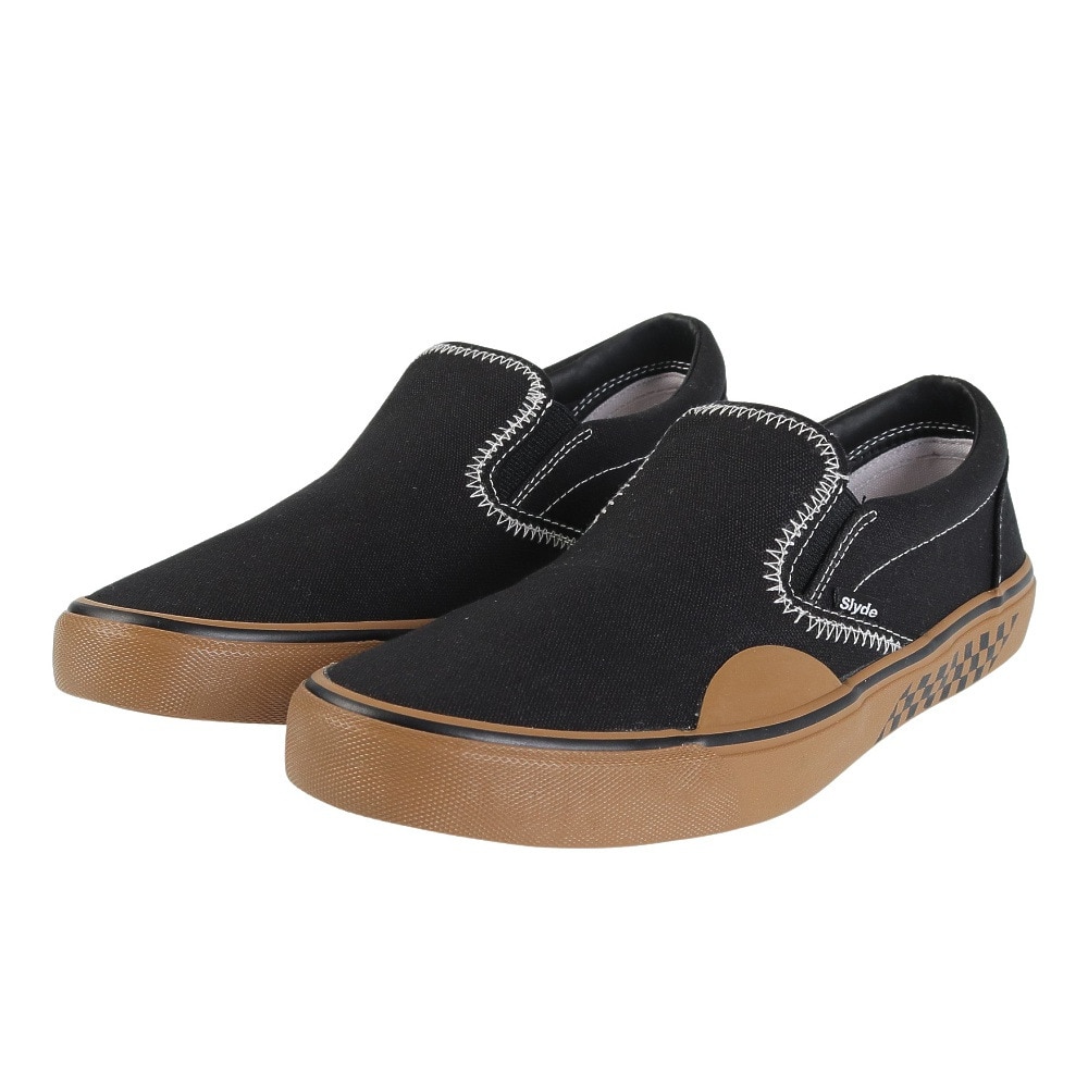 スライド（SLYDE）（メンズ、レディース）スニーカー スケートボード TECH SLIP-ON SL-FTW-105-BK/GM スケシュー スケーター