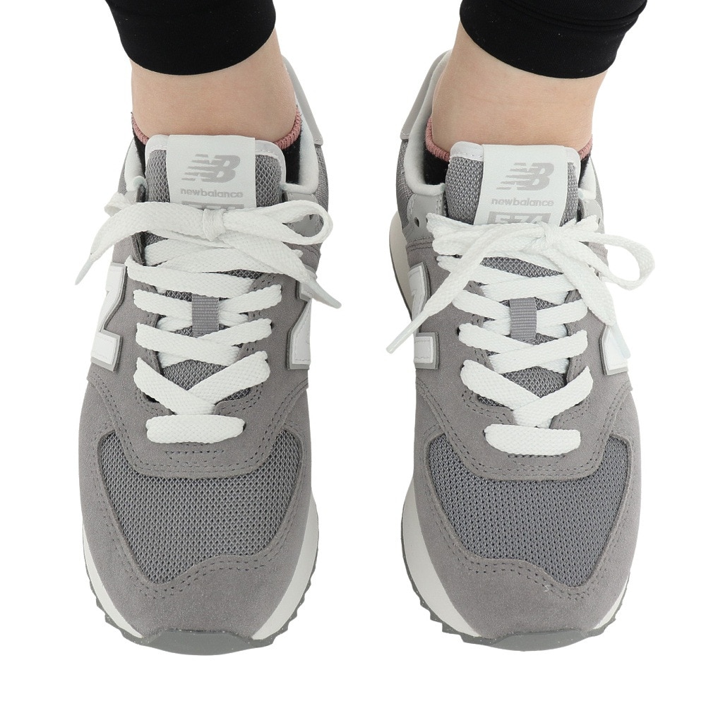 ニューバランス（new balance）（レディース）スニーカー 574+ SD グレー WL574ZSDB スポーツ タウン シューズ 厚底 スエード 普段履き カジュアル 登校