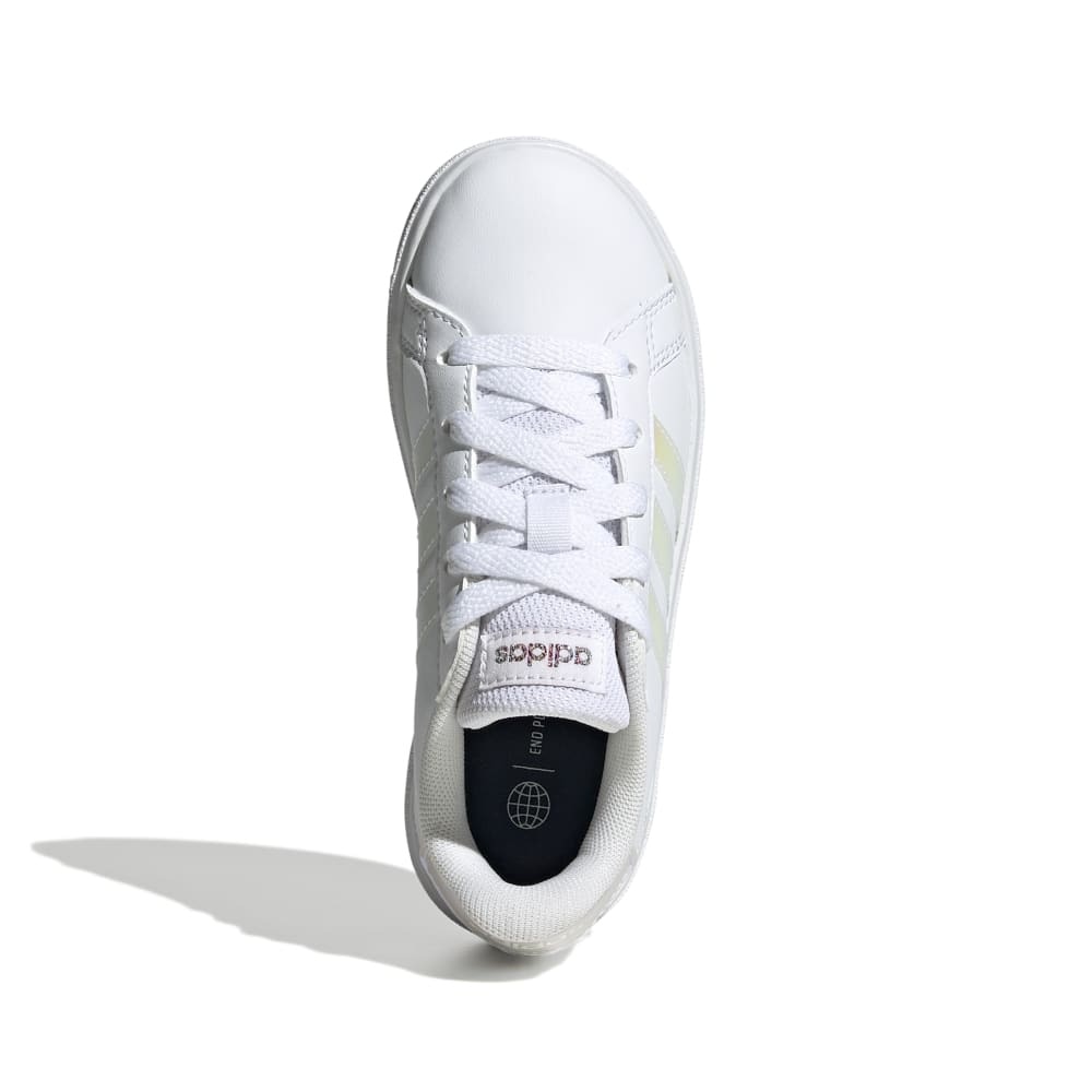 アディダス（adidas）（キッズ）スニーカー グランドコート 2.0 ホワイト GY2326 カジュアル スポーツシューズ ライフスタイル テニス 屈曲性 タウン 登校