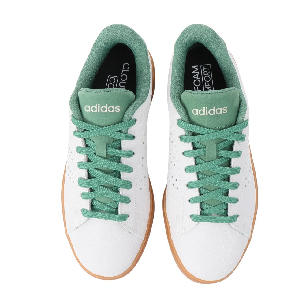 アディダス（adidas）（メンズ、レディース）スニーカー アドバンコート2.0 ホワイト グリーン IG9172 スポーツシューズ 普段履き 登校 通学 スタイリッシュ