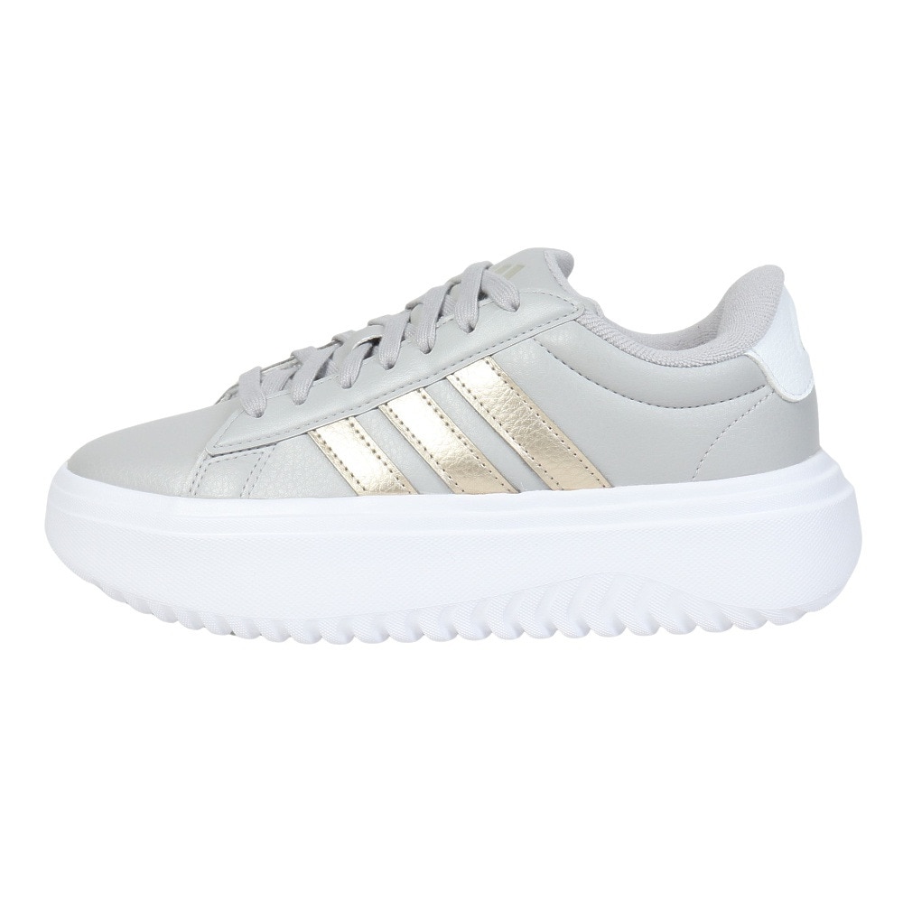 アディダス（adidas）（レディース）スニーカー グランドコートプラットフォーム グレー IH2426 スポーツシューズ 厚底 タウン 普段履き おしゃれ