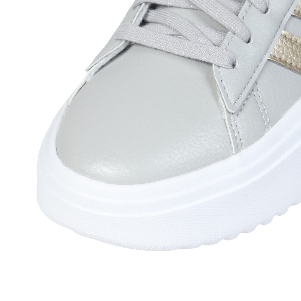 アディダス（adidas）（レディース）スニーカー グランドコートプラットフォーム グレー IH2426 スポーツシューズ 厚底 タウン 普段履き おしゃれ