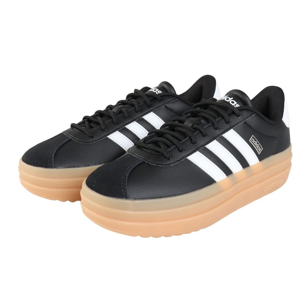 アディダス（adidas）（レディース）スニーカー VLコートボールド ブラック ホワイト IH3081 スポーツシューズ 厚底 普段履き 登校 通学 スタイリッシュ