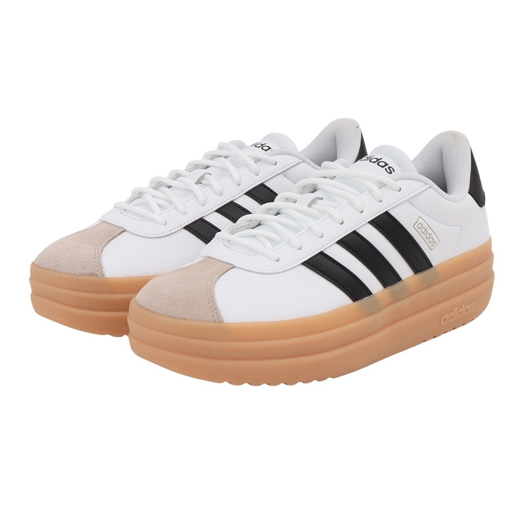 アディダス（adidas）（レディース）スニーカー VLコートボールド ホワイト ブラック IH3083 スポーツシューズ 厚底 普段履き 登校 通学 スタイリッシュ