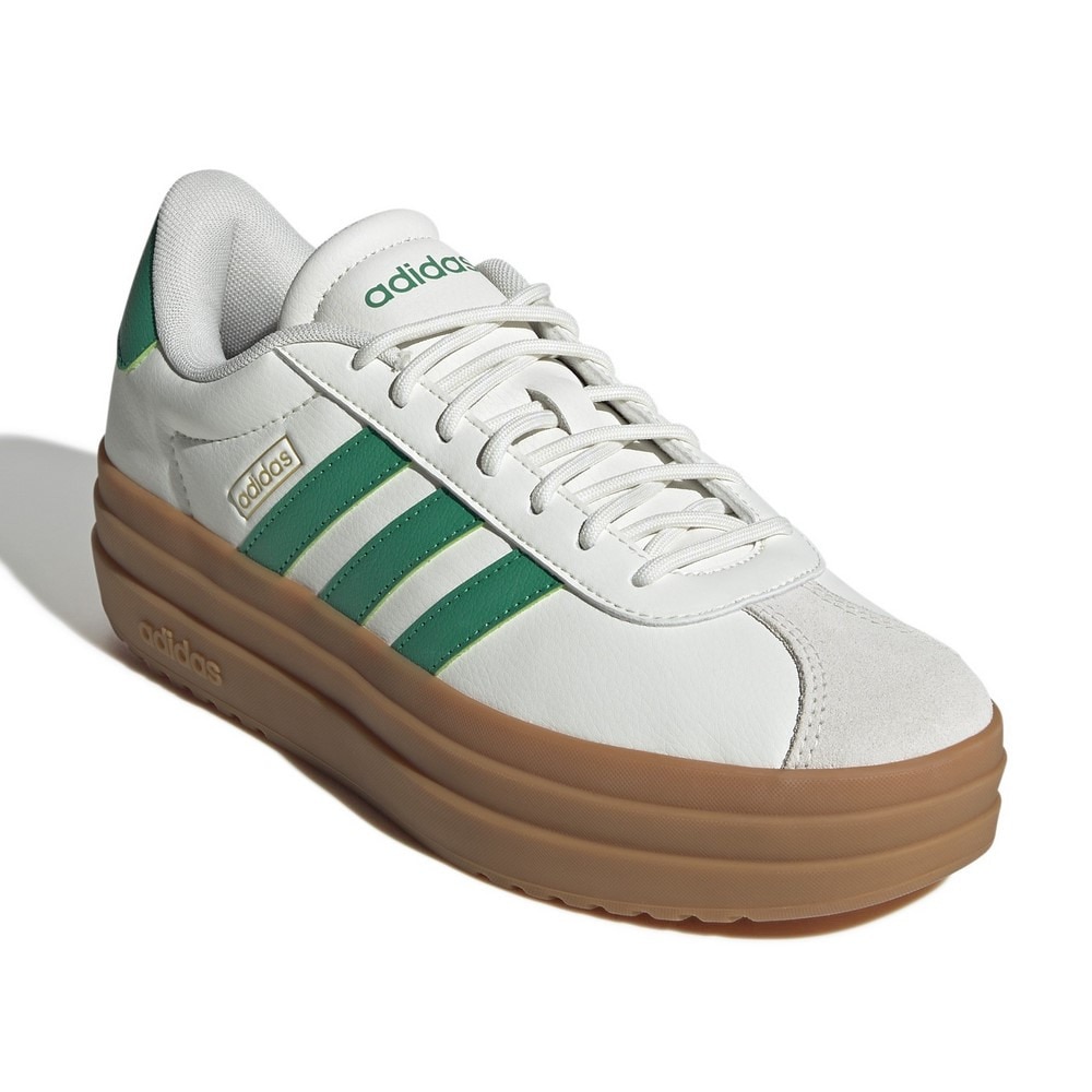 アディダス（adidas）（レディース）スニーカー スポーツシューズ VL コートボールド ホワイト グリーン JQ7832 スポーツ カジュアルシューズ 厚底