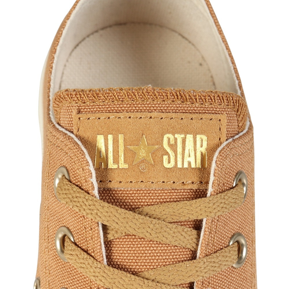 コンバース（CONVERSE）（レディース）スニーカー キャンパスシューズ オールスター ゴールド ロゴ ラベル OX ブラウン 31315760