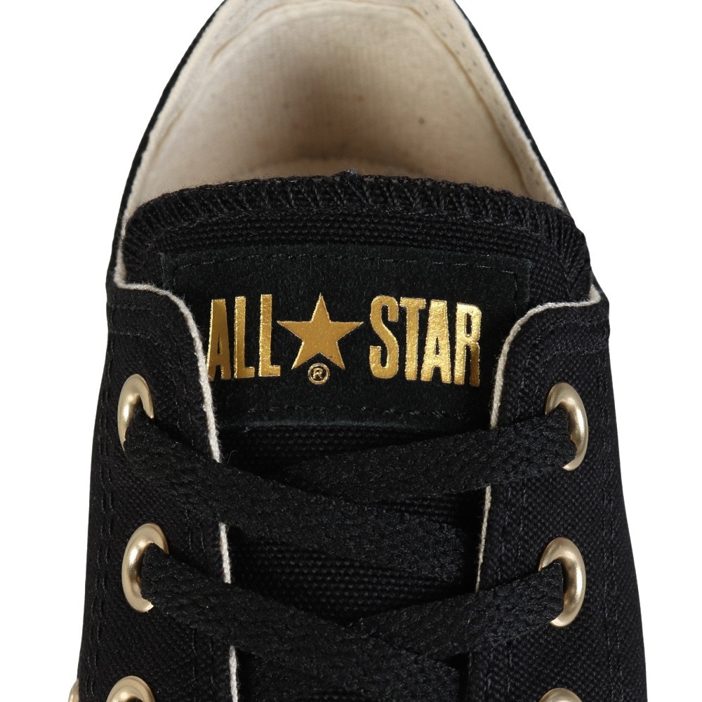 コンバース（CONVERSE）（レディース）スニーカー キャンパスシューズ オールスター ゴールド ロゴ ラベル OX ブラック 31315762