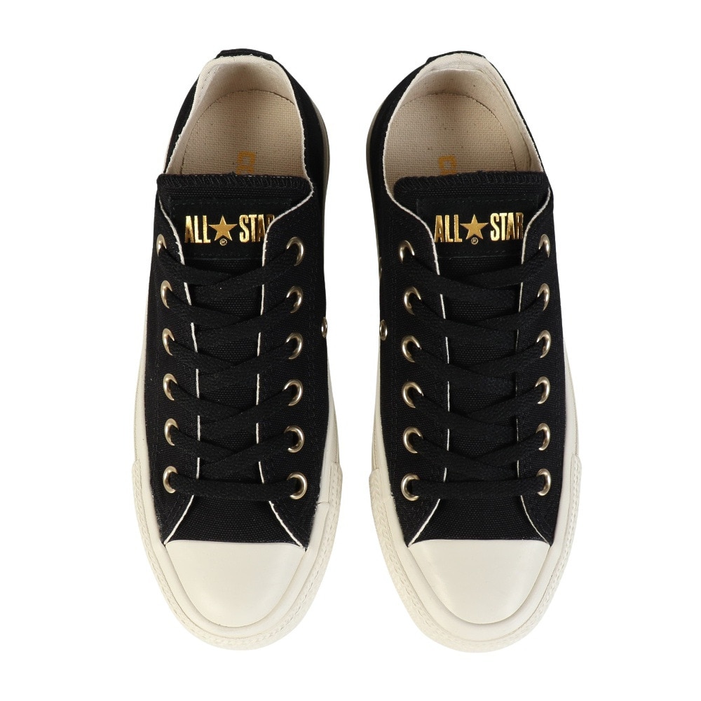 コンバース（CONVERSE）（レディース）スニーカー キャンパスシューズ オールスター ゴールド ロゴ ラベル OX ブラック 31315762