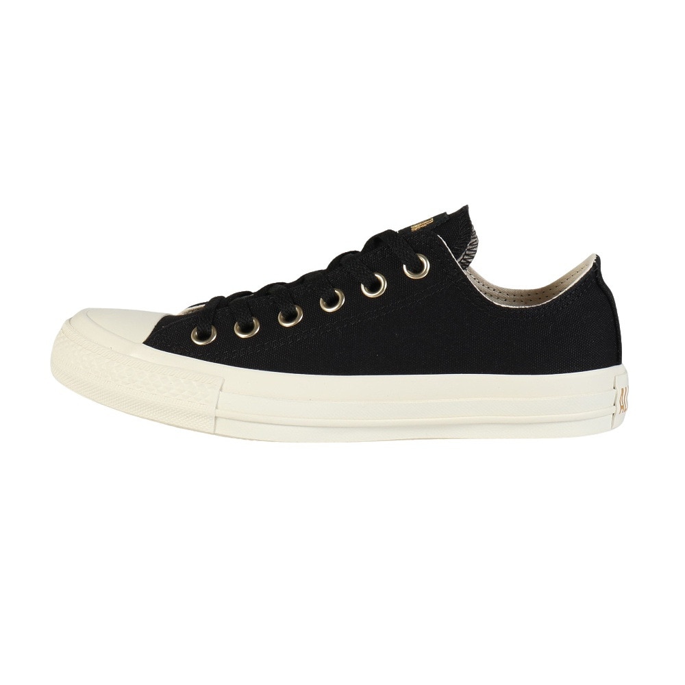 コンバース（CONVERSE）（レディース）スニーカー キャンパスシューズ オールスター ゴールド ロゴ ラベル OX ブラック 31315762