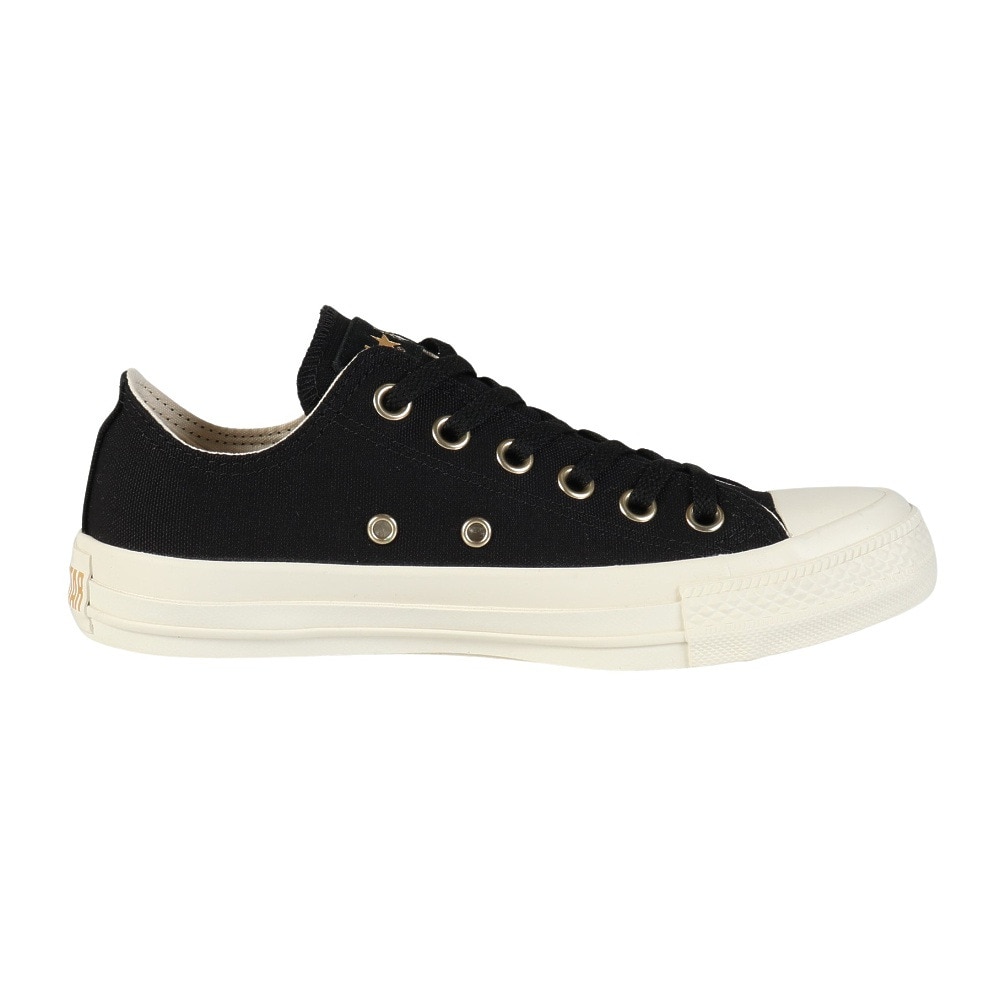 コンバース（CONVERSE）（レディース）スニーカー キャンパスシューズ オールスター ゴールド ロゴ ラベル OX ブラック 31315762