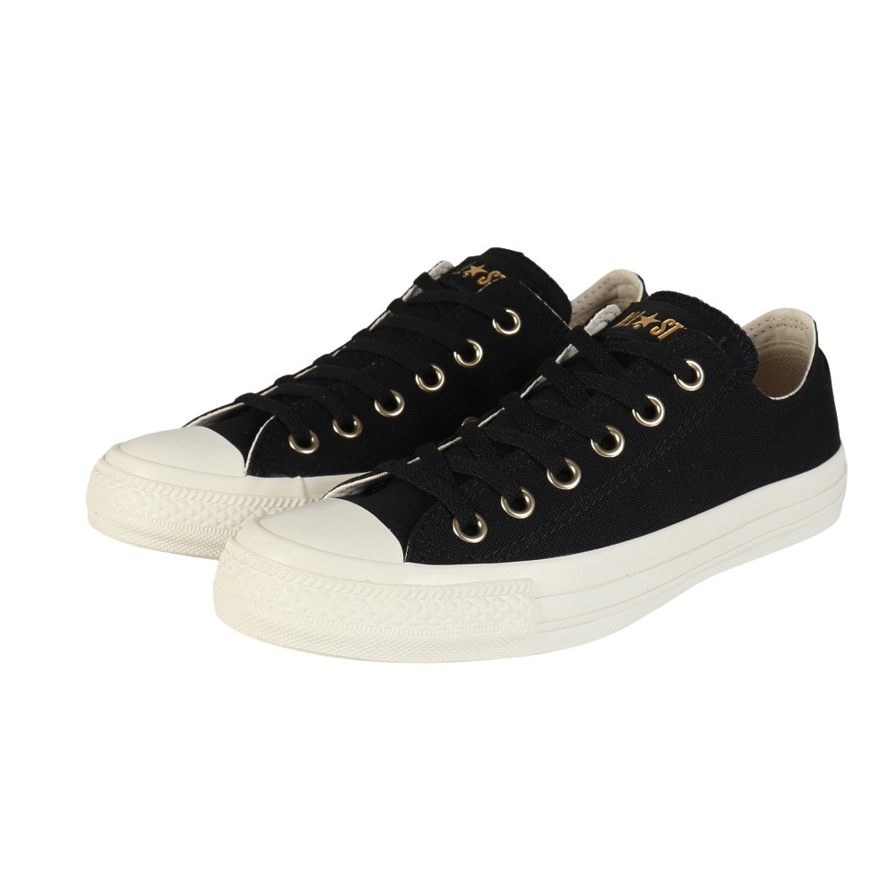 コンバース（CONVERSE）（レディース）スニーカー キャンパスシューズ オールスター ゴールド ロゴ ラベル OX ブラック 31315762