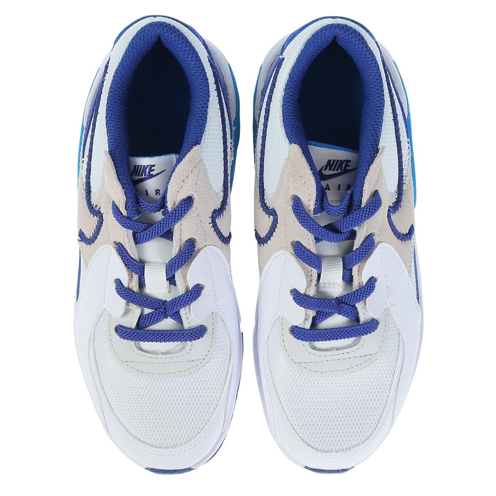 ナイキ（NIKE）（キッズ）ジュニアスニーカー エアマックス エクシー PS ホワイト ブルー FB3059-100 カジュアル スポーツ シューズ 通気性 軽量 運動会