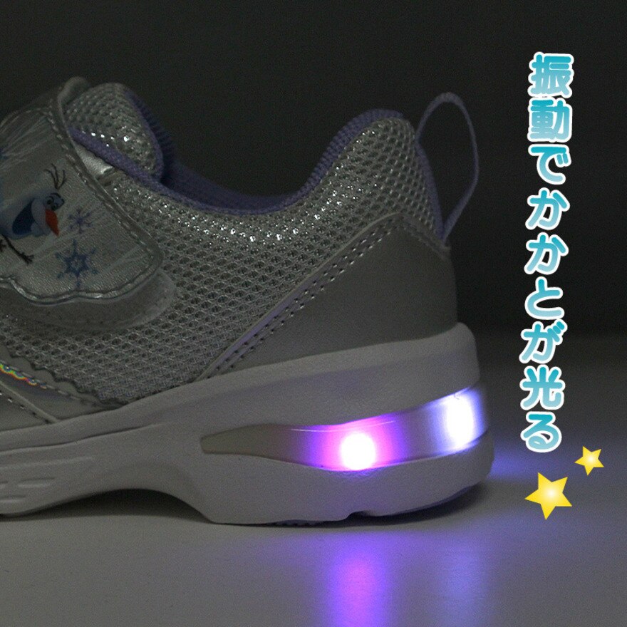 ムーンスター（MoonStar）（キッズ）ジュニアスニーカー ガールズ スポーツシューズ ディズニー C1359LE アナと雪の女王 シルバー 12186631 LED 抗菌防臭
