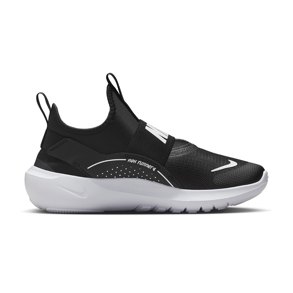 ナイキ（NIKE）（キッズ）ジュニアスニーカー スポーツシューズ フレックス ランナー 4 GS ブラック IF2893-002 着脱簡単 伸縮性 耐久性