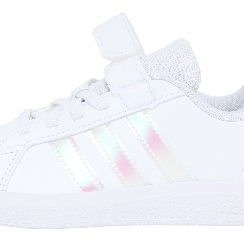 アディダス（adidas）（キッズ）ジュニアスニーカー スポーツシューズ グランドコート 2.0 キッズ ホワイト NIZ07-IE3851 運動靴 トップストラップ 