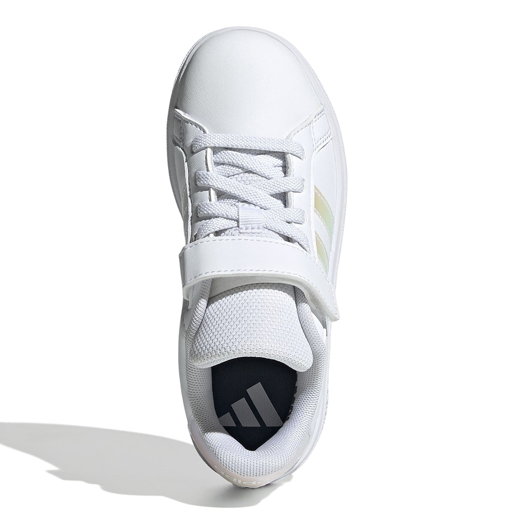 アディダス（adidas）（キッズ）ジュニアスニーカー スポーツシューズ グランドコート 2.0 キッズ ホワイト NIZ07-IE3851 運動靴 トップストラップ 
