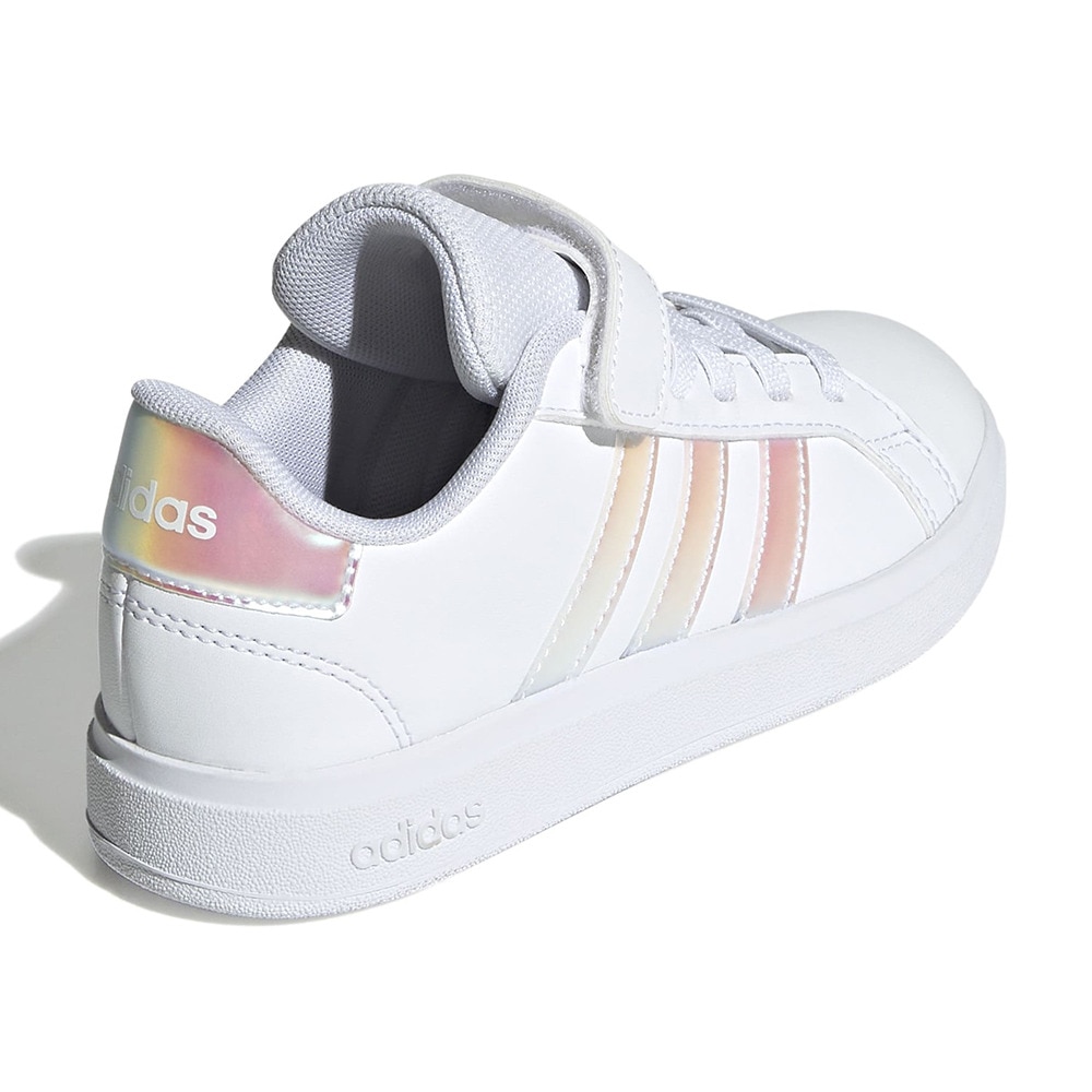 アディダス（adidas）（キッズ）ジュニアスニーカー スポーツシューズ グランドコート 2.0 キッズ ホワイト NIZ07-IE3851 運動靴 トップストラップ 
