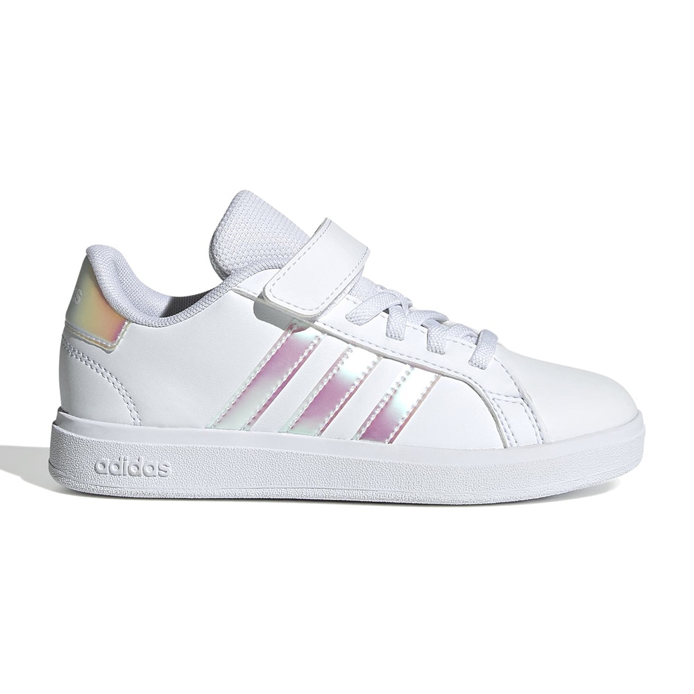 アディダス（adidas）（キッズ）ジュニアスニーカー スポーツシューズ グランドコート 2.0 キッズ ホワイト NIZ07-IE3851 運動靴 トップストラップ 