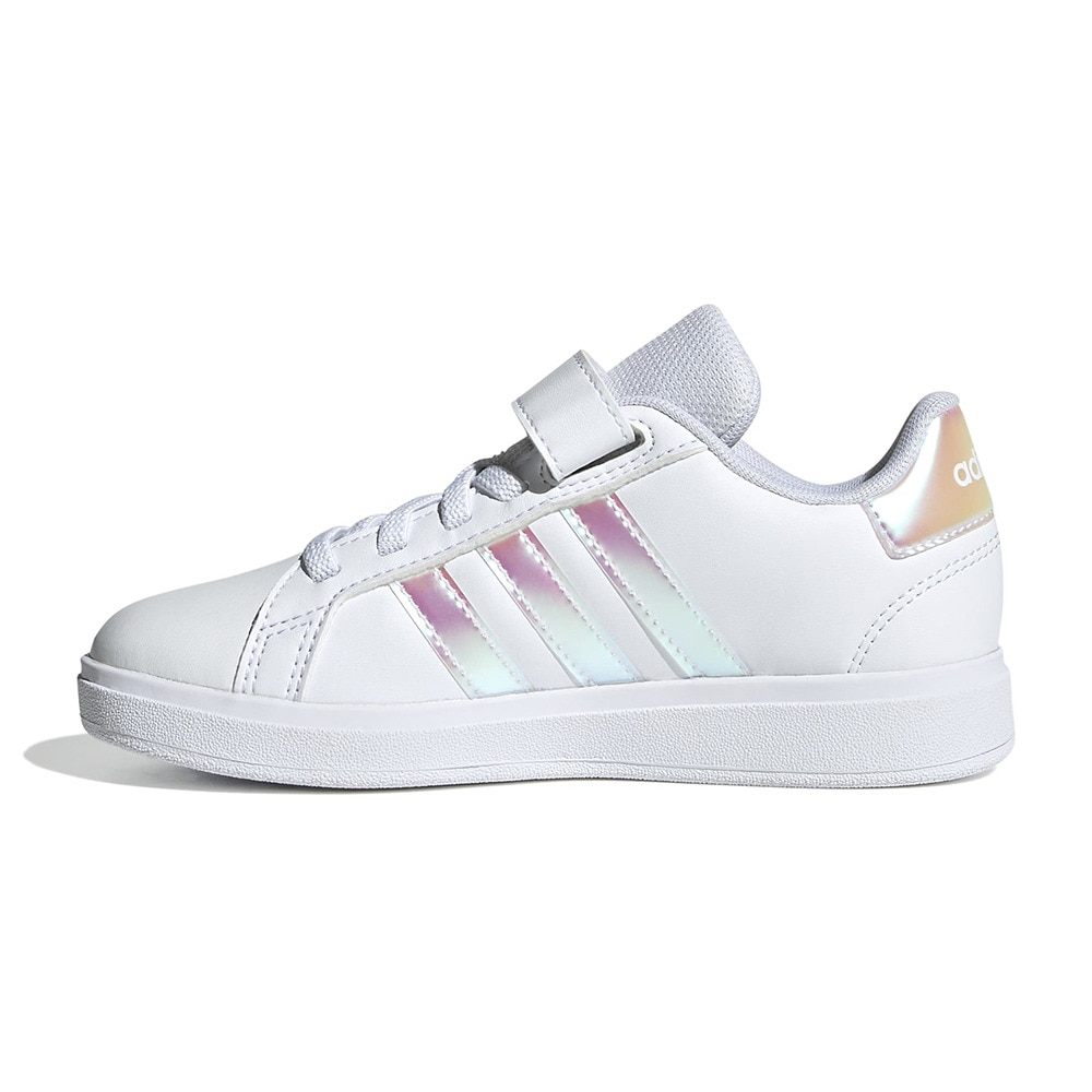 アディダス（adidas）（キッズ）ジュニアスニーカー スポーツシューズ グランドコート 2.0 キッズ ホワイト NIZ07-IE3851 運動靴 トップストラップ 