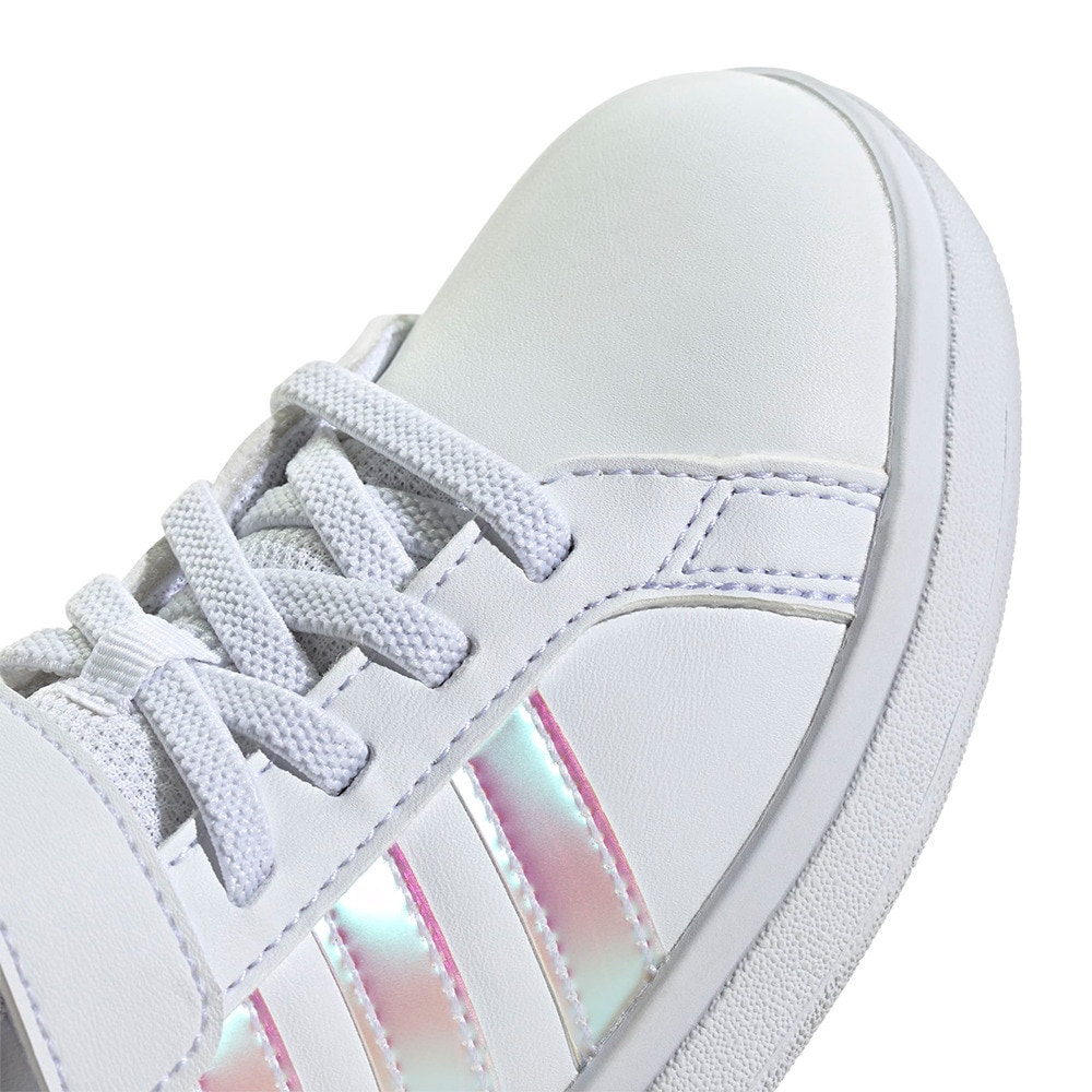 アディダス（adidas）（キッズ）ジュニアスニーカー スポーツシューズ グランドコート 2.0 キッズ ホワイト NIZ07-IE3851 運動靴 トップストラップ 