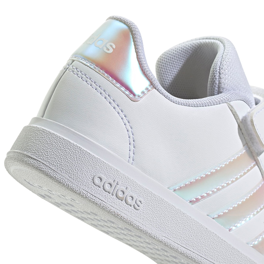 アディダス（adidas）（キッズ）ジュニアスニーカー スポーツシューズ グランドコート 2.0 キッズ ホワイト NIZ07-IE3851 運動靴 トップストラップ 