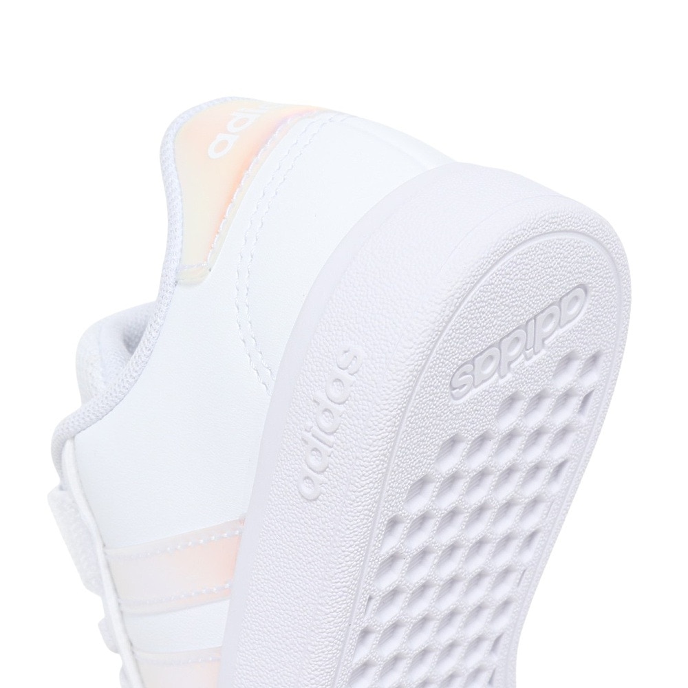アディダス（adidas）（キッズ）ジュニアスニーカー スポーツシューズ グランドコート 2.0 キッズ ホワイト NIZ07-IE3851 運動靴 トップストラップ 