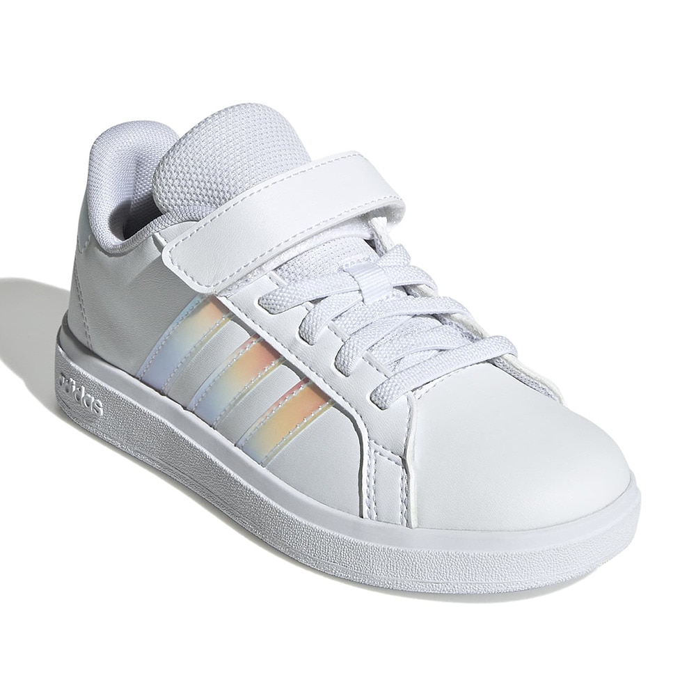 アディダス（adidas）（キッズ）ジュニアスニーカー スポーツシューズ グランドコート 2.0 キッズ ホワイト NIZ07-IE3851 運動靴 トップストラップ 