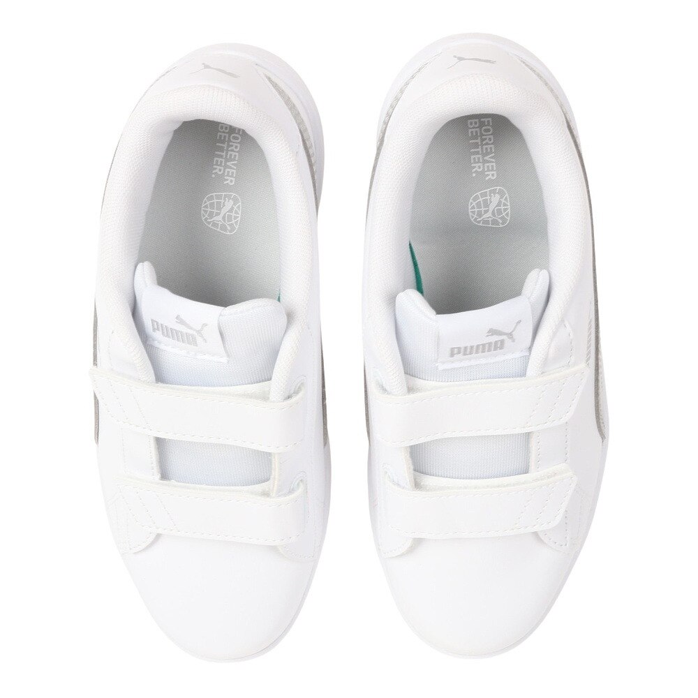 プーマ（PUMA）（キッズ）ジュニアスニーカー プーマスマッシュV2 メタリック V PS ホワイト 38968301 カジュアル スポーツ シューズ ベルクロ 面ファスナー