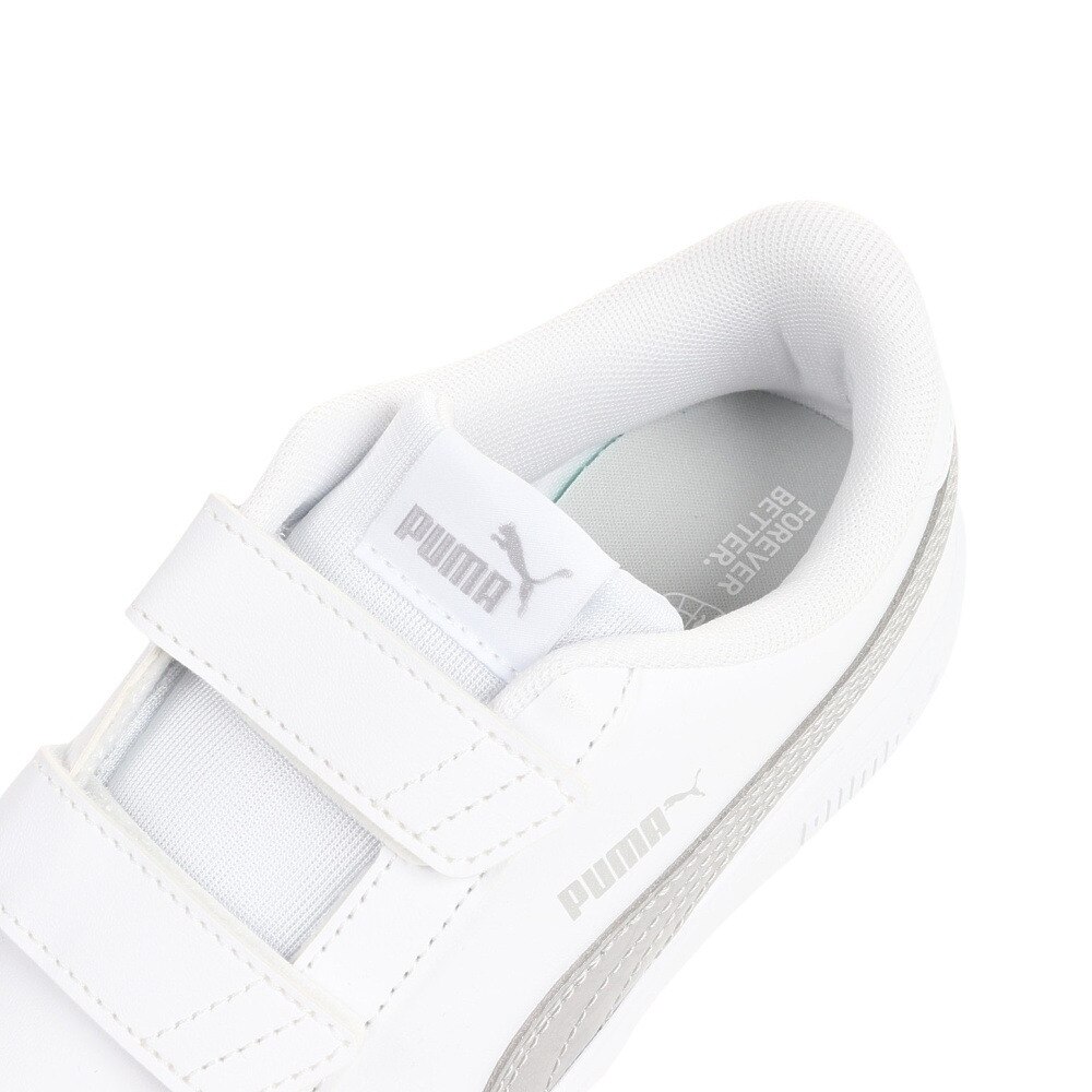 プーマ（PUMA）（キッズ）ジュニアスニーカー プーマスマッシュV2 メタリック V PS ホワイト 38968301 カジュアル スポーツ シューズ ベルクロ 面ファスナー