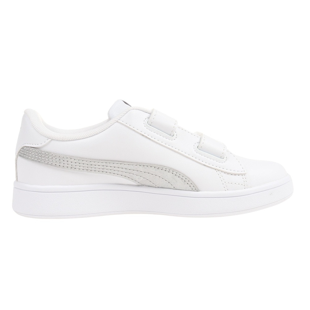 プーマ（PUMA）（キッズ）ジュニアスニーカー プーマスマッシュV2 メタリック V PS ホワイト 38968301 カジュアル スポーツ シューズ ベルクロ 面ファスナー