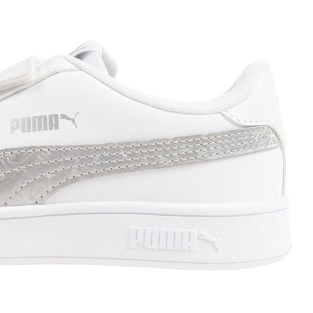 プーマ（PUMA）（キッズ）ジュニアスニーカー プーマスマッシュV2 メタリック V PS ホワイト 38968301 カジュアル スポーツ シューズ ベルクロ 面ファスナー