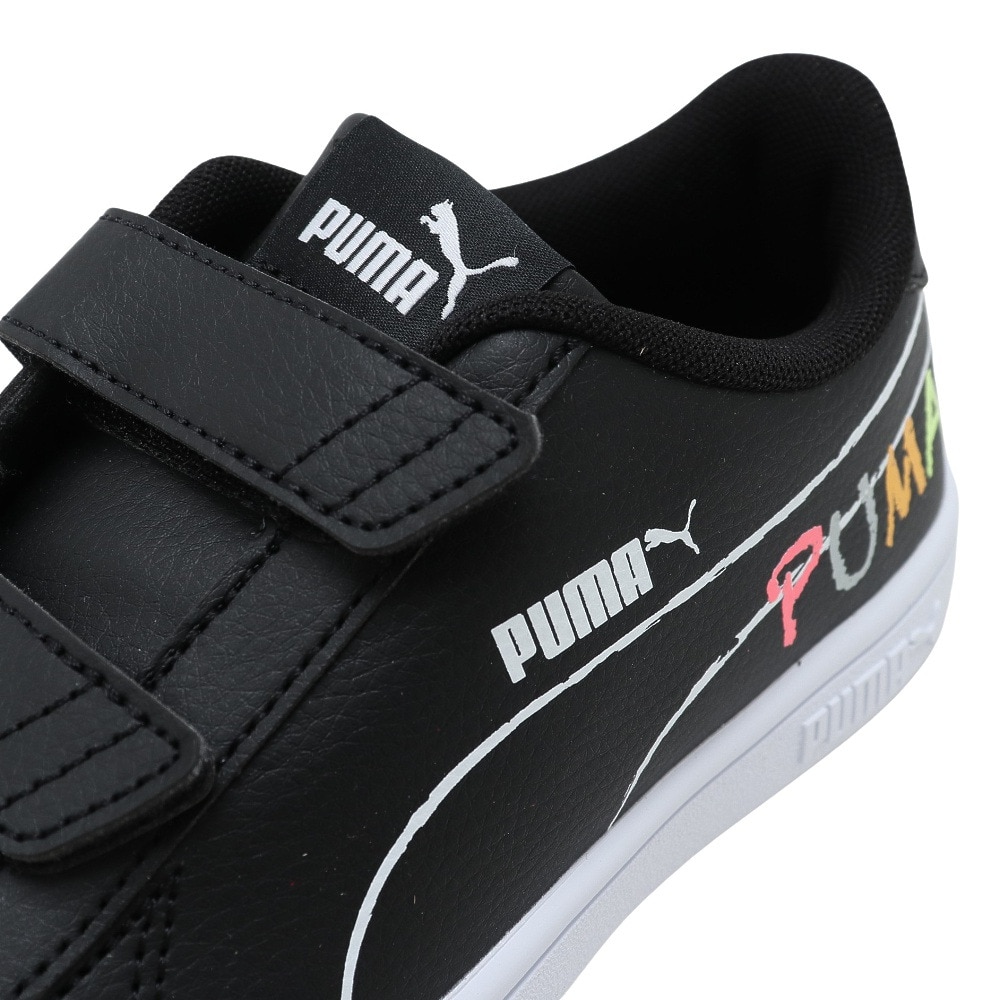 プーマ（PUMA）（キッズ）スマッシュ V2 ホームスクール V PS ブラック黒 38620001 ジュニア スニーカー スポーツシューズ マジックテープ 子供 運動 靴