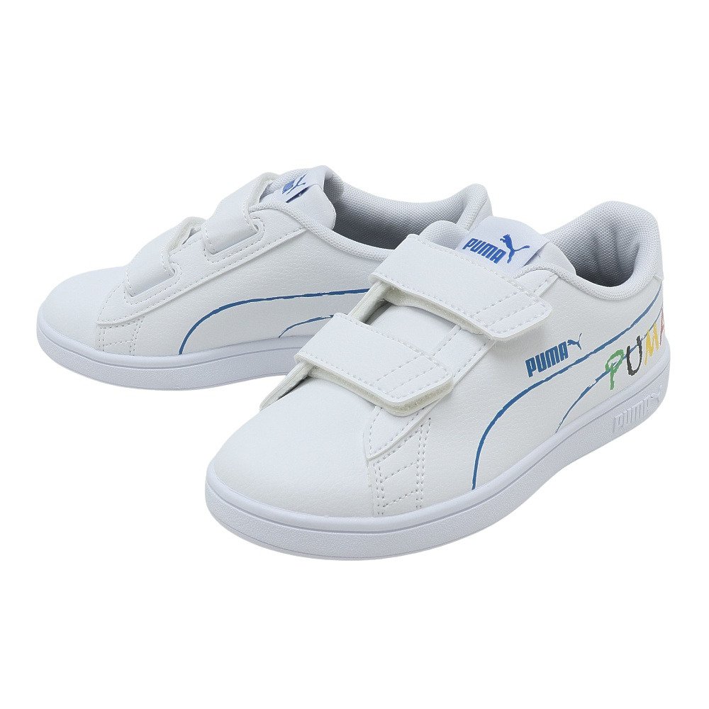 プーマ プーマ Puma キッズ スマッシュ V2 ホームスクール V Ps ホワイト白 ジュニア スニーカー スポーツシューズ マジックテープ 子供 運動 靴 スポーツ用品はスーパースポーツゼビオ