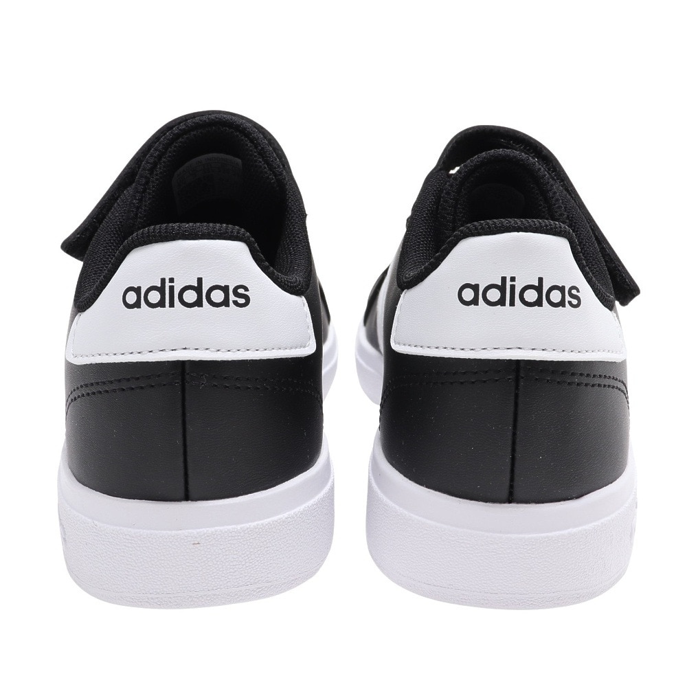アディダス（adidas）（キッズ）ジュニア スニーカー グランドコート 2.0 ブラック ホワイト GW6513 カジュアル スポーツ シューズ 面ファスナー 通学 運動靴