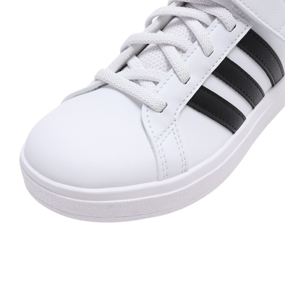 アディダス（adidas）（キッズ）ジュニア スニーカー グランドコート 2.0 ホワイト ブラック GW6521 カジュアル スポーツ シューズ 面ファスナー 通学 運動靴
