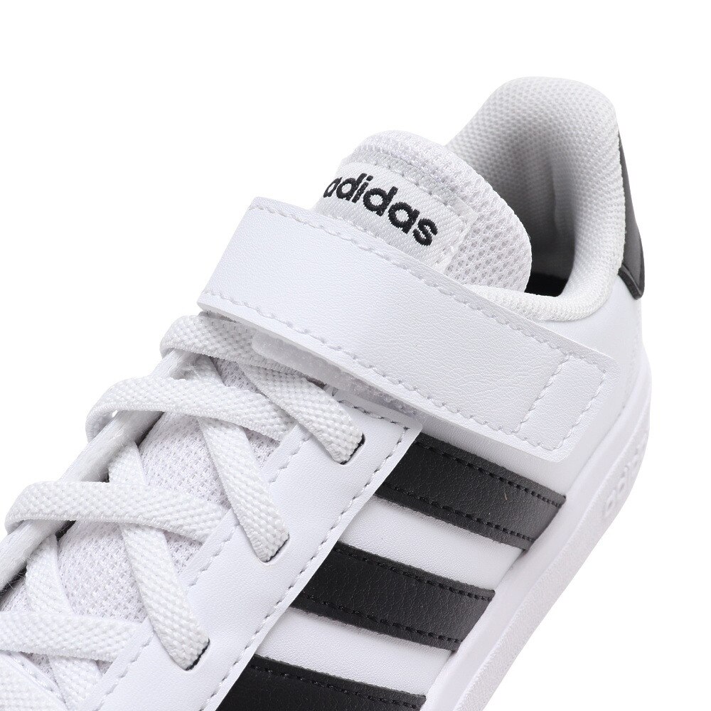 アディダス（adidas）（キッズ）ジュニア スニーカー グランドコート 2.0 ホワイト ブラック GW6521 カジュアル スポーツ シューズ 面ファスナー 通学 運動靴