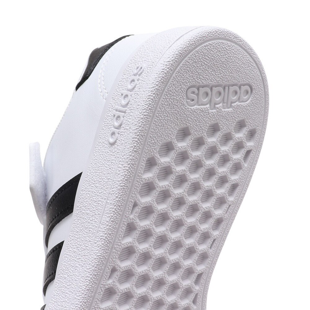 アディダス（adidas）（キッズ）ジュニア スニーカー グランドコート 2.0 ホワイト ブラック GW6521 カジュアル スポーツ シューズ 面ファスナー 通学 運動靴