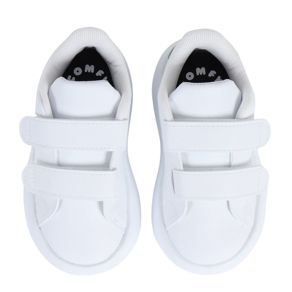 アディダス（adidas）（キッズ）ジュニアスニーカー アドバンコート ホワイト グリーン ID5286 カジュアル スポーツシューズ 面ファスナー 登園 外遊び