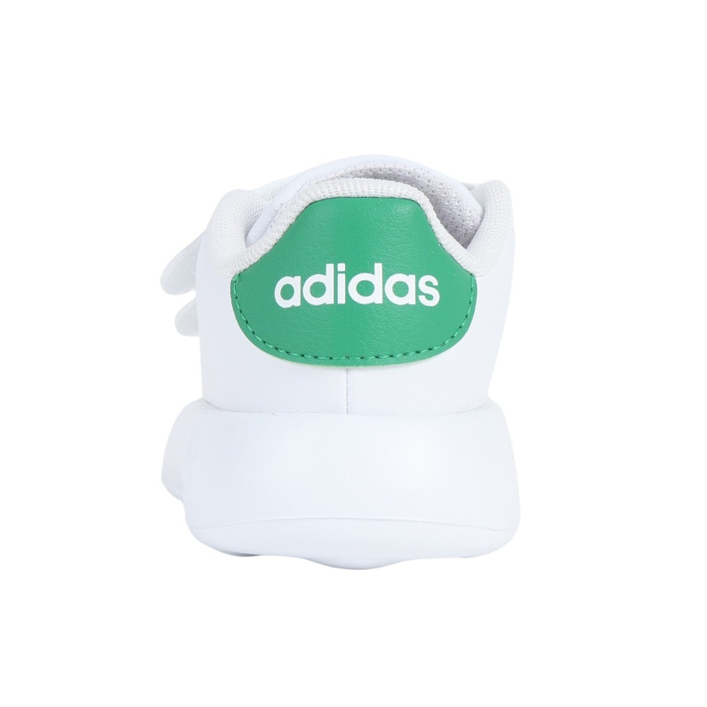 アディダス（adidas）（キッズ）ジュニアスニーカー アドバンコート ホワイト グリーン ID5286 カジュアル スポーツシューズ 面ファスナー 登園 外遊び